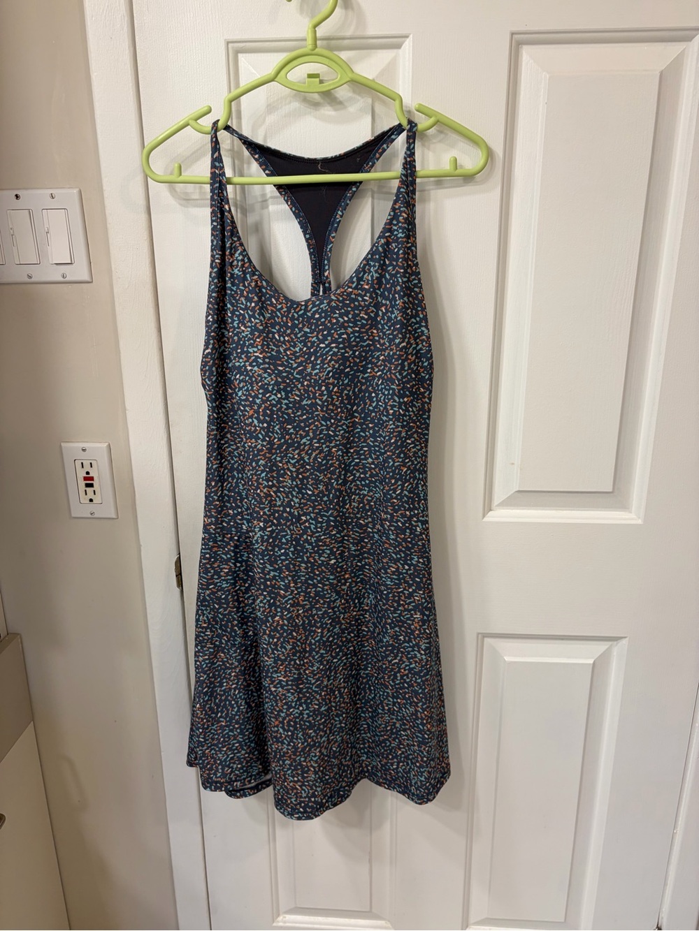 Prana Navy Floral Mini Dress with Multicolor Speckles